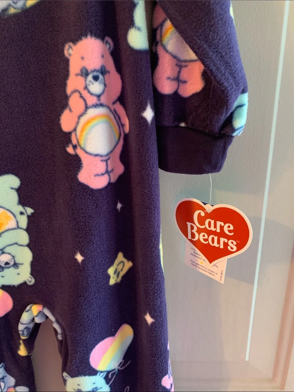 Care Bears Fleece Zip-Up Size 3T NEW One-Piece Pajamas Skid-Proof Feet bottoms